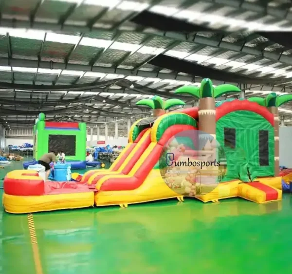 Inflatable bouncer jumping castle slide