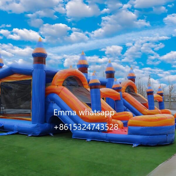 wholesale cheap custom new design commercial water slide with pool with waterslide bounce house combo